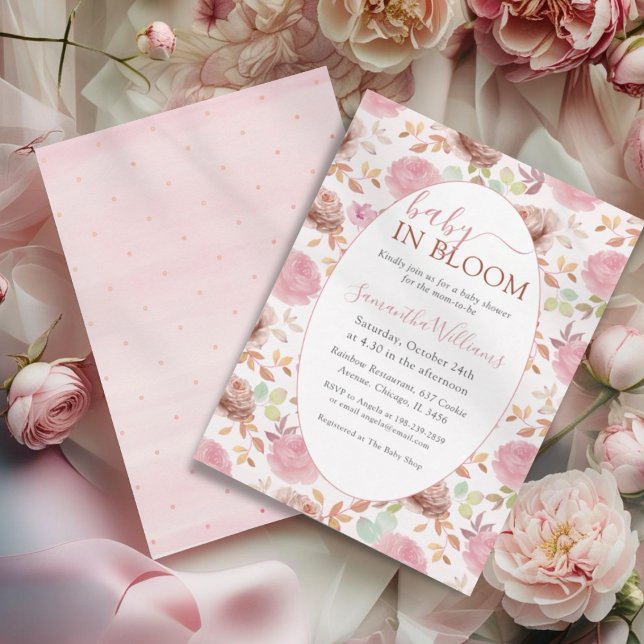 Baby In Bloom Blush & Pink Floral Baby Shower Invitation (Creator Uploaded)