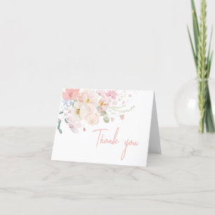 Baby in Bloom Blush Pink Floral Baby Shower Thank You Card