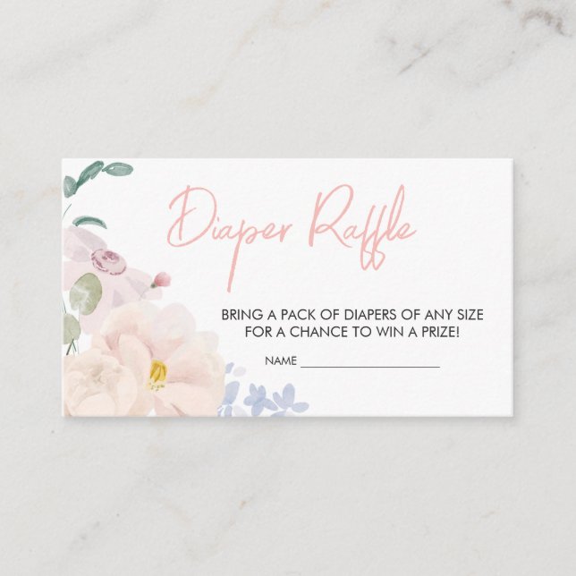 Baby in Bloom Blush Pink Floral Diaper Raffle Enclosure Card (Front)