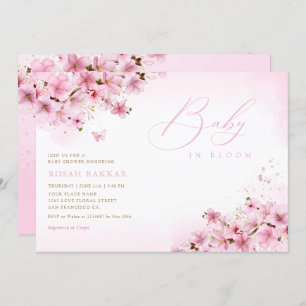 Baby in Bloom Blush Pink Floral Girl Baby shower Invitation