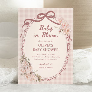 Baby in Bloom Blush Pink Floral Girl Baby Shower Invitation