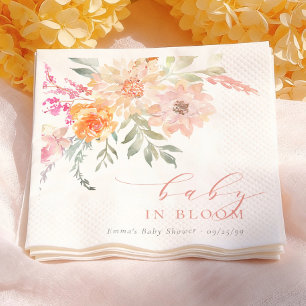 Baby In Bloom Blush Pink Floral Girl Baby Shower Napkin