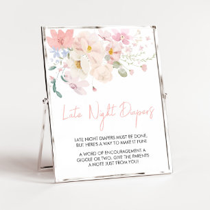 Baby in Bloom Blush Pink Floral Late Night Diapers Poster