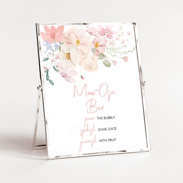 Baby in Bloom Blush Pink Floral Mum Osa Bar Poster (Blush Pink Floral Baby in Bloom Baby Shower Mom Osa Bar Sign)