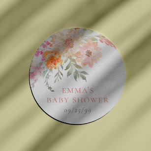 Baby In Bloom   Blush & Teal Spring Floral Shower Classic Round Sticker