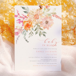 Baby In Bloom Blush & Teal Spring Floral Shower Invitation