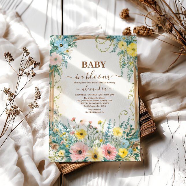 Baby In Bloom Blush & Teal Spring Floral Shower Invitation (Creator Uploaded)