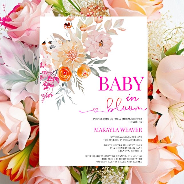Baby In Bloom | Blush & Teal Spring Floral Shower  Invitation (Creator Uploaded)