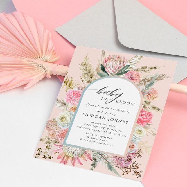 Baby In Bloom Bohemian Floral Baby Shower Invite (Creator Uploaded)