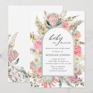 baby in bloom bohemian floral baby shower invite