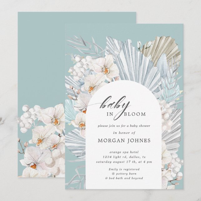 baby in bloom bohemian floral baby shower invite (Front/Back)