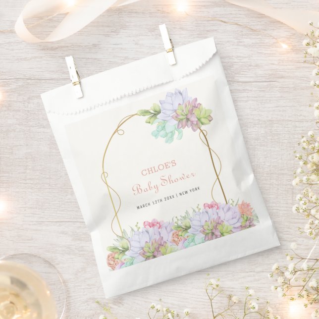 Baby In Bloom Boho Arch Cactus Baby Shower  Favour Bags (Clipped)