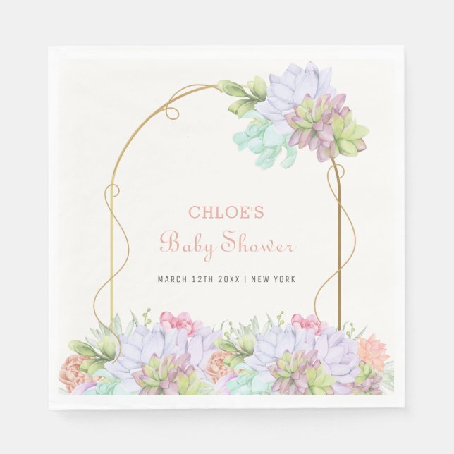 Baby In Bloom Boho Arch Cactus Baby Shower  Napkin (Front)