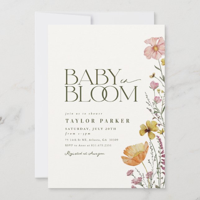 Baby in Bloom Boho Baby Shower Invitation  (Front)