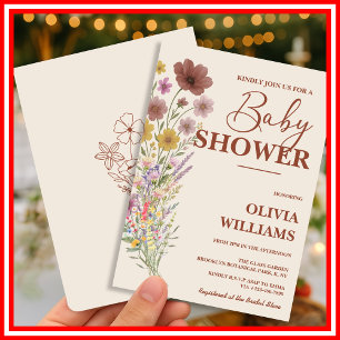 Baby in Bloom   Boho Burnt Orange Baby Shower Invitation