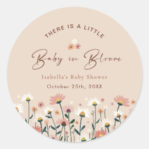 Baby in Bloom Boho Chic Floral Garden Party Shower Classic Round Sticker