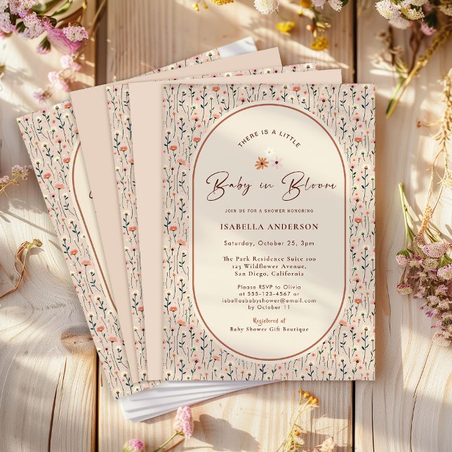 Baby in Bloom Boho Chic Floral Garden Party Shower Invitation (Creator Uploaded)