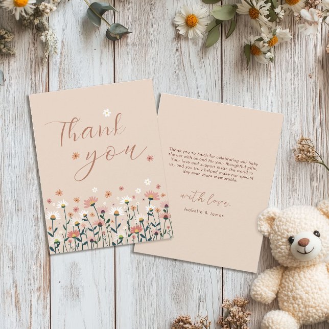 Baby in Bloom Boho Chic Floral Garden Party Shower Thank You Card (Creator Uploaded)
