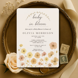 Baby In Bloom Boho Floral Baby Shower Invitation