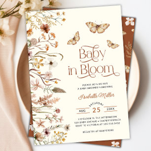 Baby In Bloom Boho Floral Baby Shower Invitation