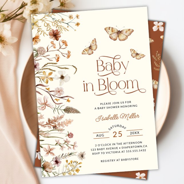 Baby In Bloom Boho Floral Baby Shower Invitation (Baby In Bloom Boho Floral Baby Shower Invitation)