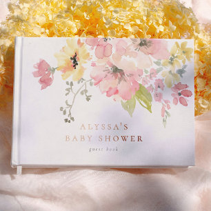 Baby in Bloom Boho Floral Girl Baby Shower Guest Book