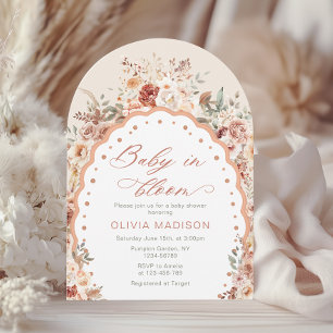 Baby in Bloom Boho Floral Neutral Baby Shower Invitation