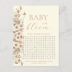Baby In Bloom Boho Neutral Baby Shower Game Postcard
