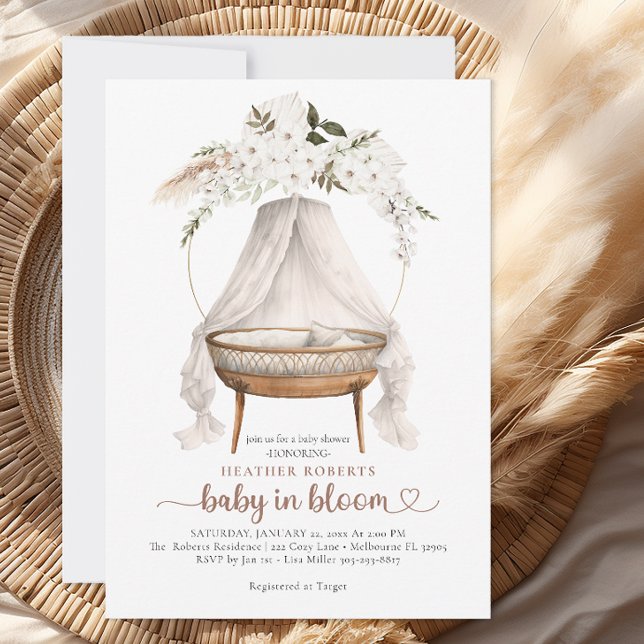 Baby in Bloom Boho Neutral Baby Shower Invitation (Gender Neutral Baby Shower Invitation)