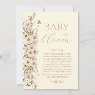 Baby In Bloom Boho Neutral Baby Shower Thank You Card