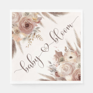 Baby in Bloom boho pampas grass girl baby shower  Napkin