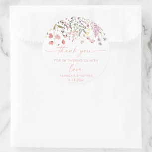 Baby In Bloom Boho Wildflower Baby Shower Classic Round Sticker