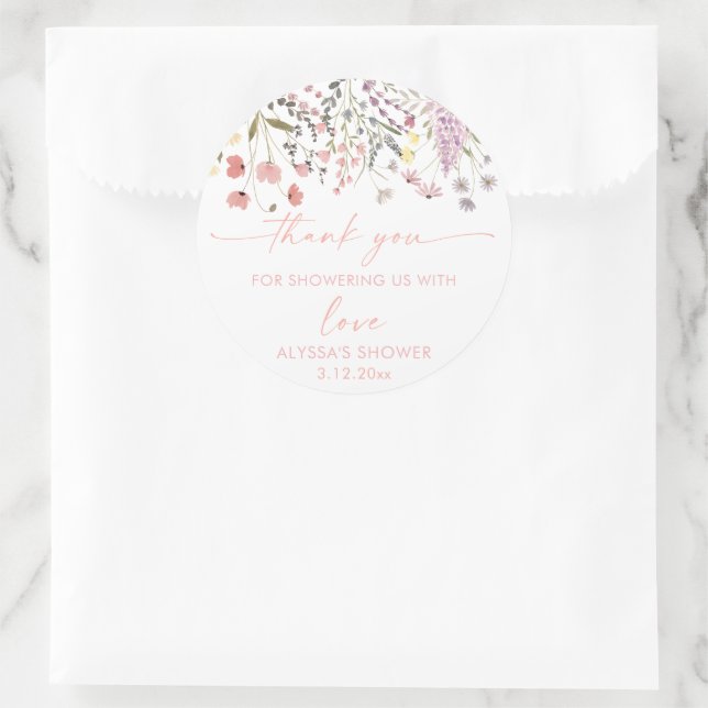 Baby In Bloom Boho Wildflower Baby Shower Classic Round Sticker (Bag)