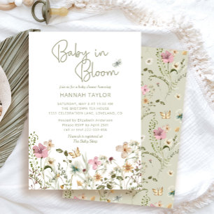 Baby in Bloom Boho Wildflower Baby Shower Invitation