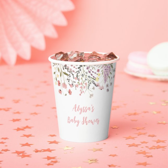 Baby In Bloom Boho Wildflower Baby Shower Paper Cups (Insitu)