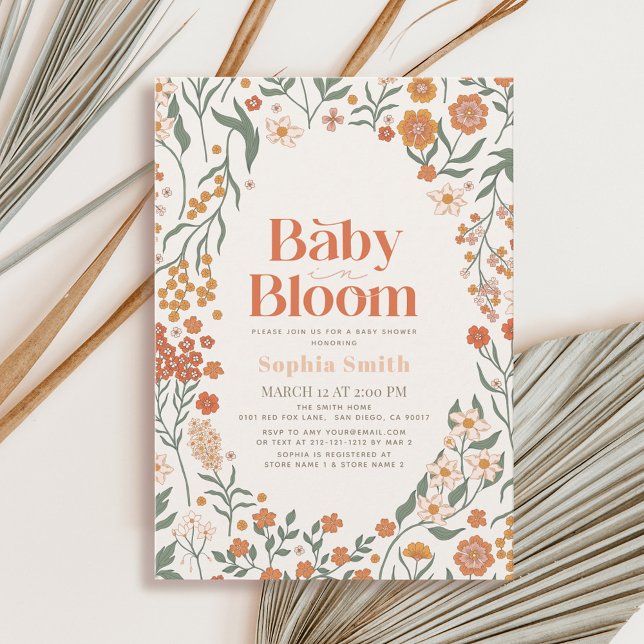 Baby in Bloom Boho Wildflower Girl Baby Shower Invitation (Creator Uploaded)