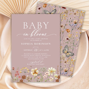 Baby in Bloom Boho Wildflower Pink Baby Shower Invitation