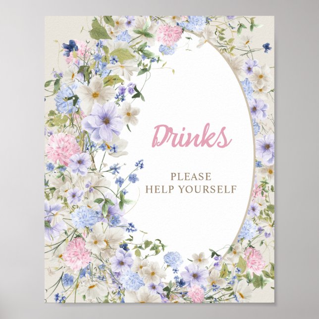 Baby in bloom boho Wildflower Rustic arch drinks Poster (Front)