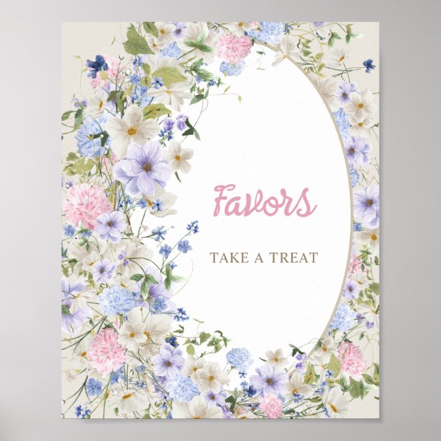 Baby in bloom boho Wildflower Rustic arch FAVORS Poster (Front)
