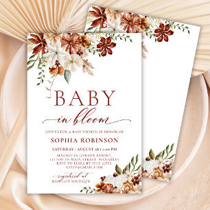 Baby in Bloom Boho Wildflower Rustic Baby Shower Invitation