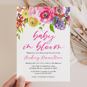 Baby In Bloom Bold Floral Baby Shower Invitation