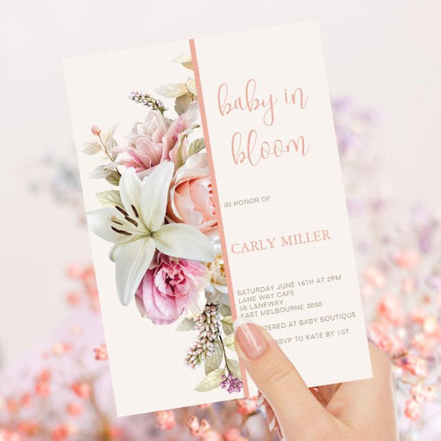 Baby In Bloom Bold Floral Baby Shower Invitation (Creator Uploaded)
