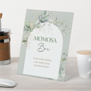 Baby in Bloom Botanical Eucalyptus Momosa bar Pedestal Sign