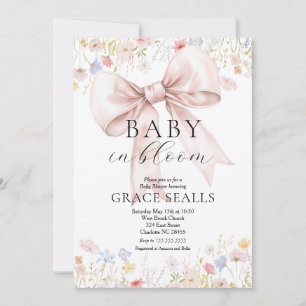 baby in Bloom bow Baby Shower Invitation
