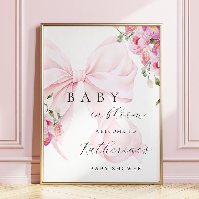 Baby in Bloom Bow Baby Shower Welcome Poster (Creator Uploaded)