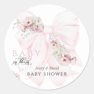 Baby in Bloom Bow Spring Garden Girl Baby Shower Classic Round Sticker