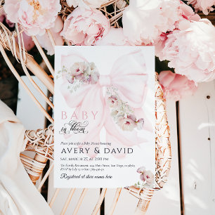 Baby in Bloom Bow Spring Garden Girl Baby Shower Invitation