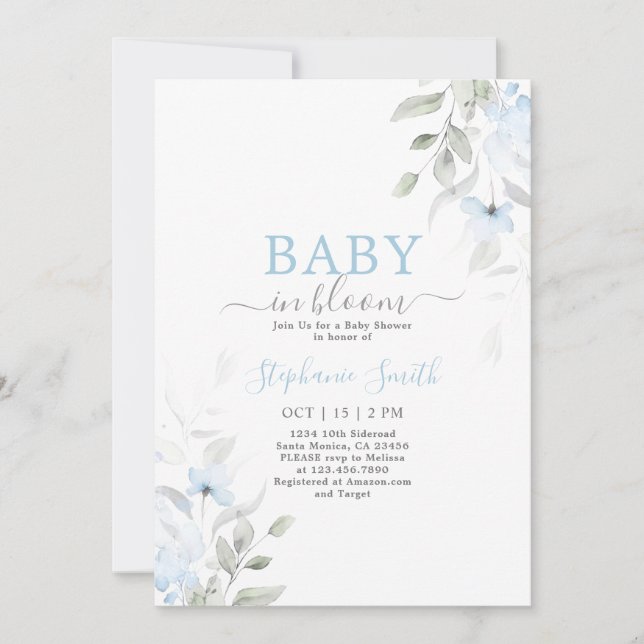 Baby in Bloom Boy Baby Shower Invitation (Front)