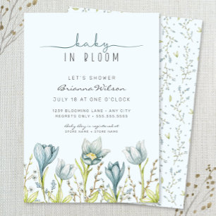 Baby in Bloom boy baby shower Invitation