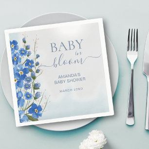 Baby in Bloom Boy Blue Floral Shower  Napkin